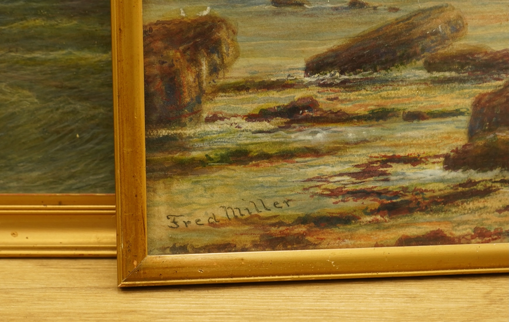 Frederick Miller (fl.1880-1892), Seaford and Beachy Head Views, each signed, two watercolours and mixed medias, 30 x 50cm